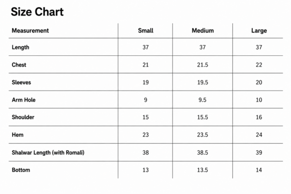 SIZE CHART
